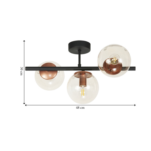 Lampa sufitowa EDYLIT czarna kule miodowe nad stół 3xE14 ULMA 13-868