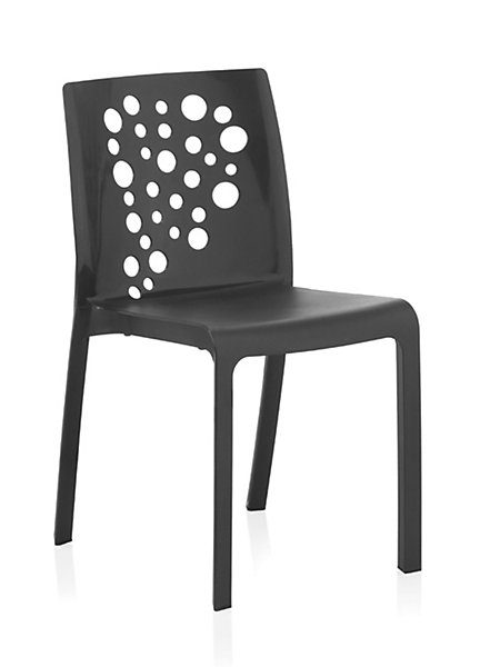 Lot de 6 chaises de jardin empilables en résine coloris anthracite - Longueur 48 x Profondeur 54 x Hauteur 81 cm