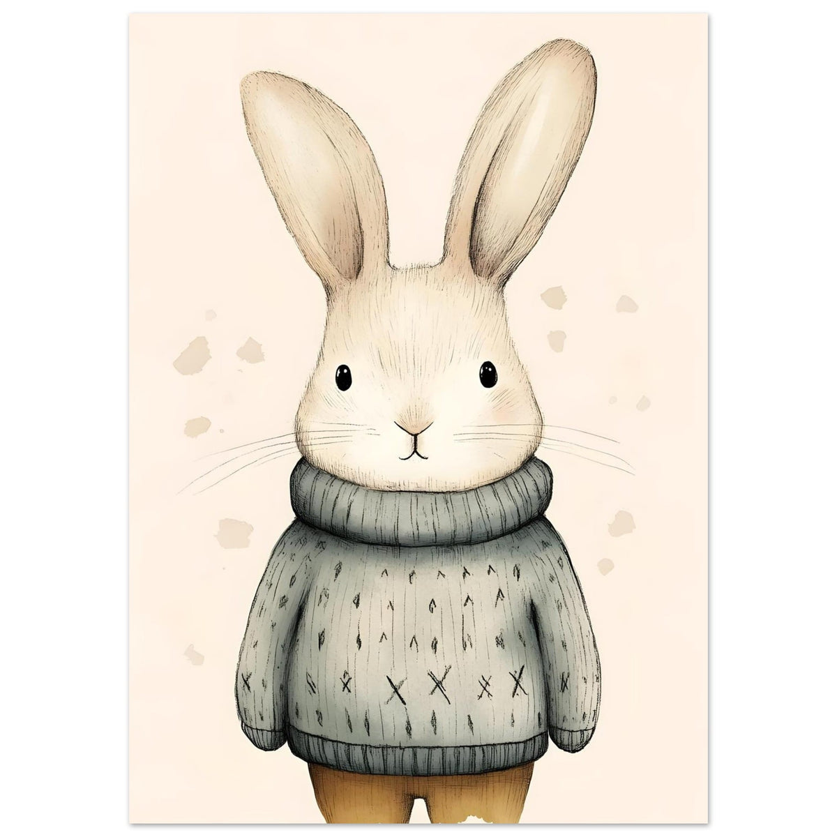 Artfulprints Winterkonijn aquarel  poster 50x70 cm