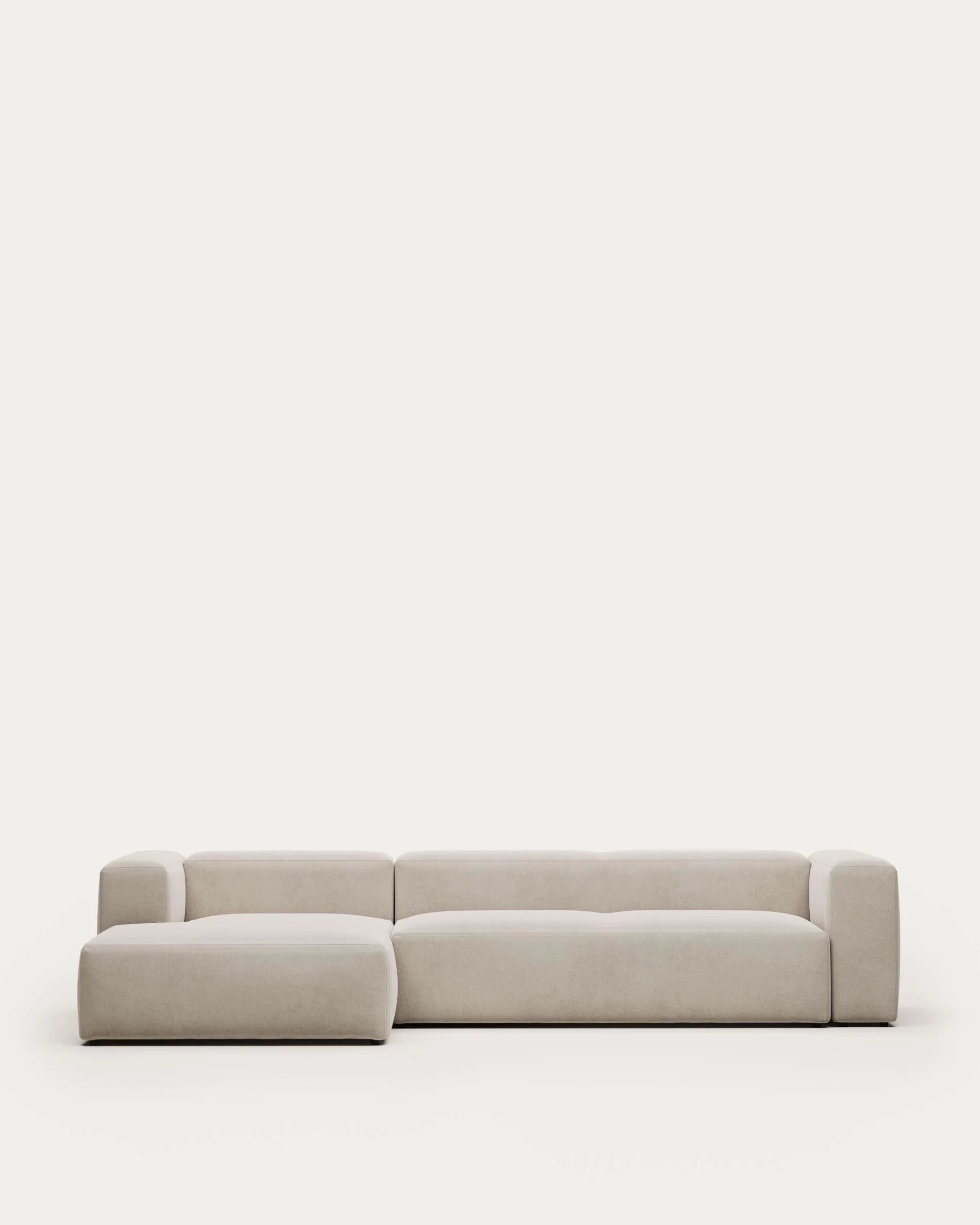 Blok 4-seater beige chenille left chaise longue sofa 330cm FSC Mix Credit