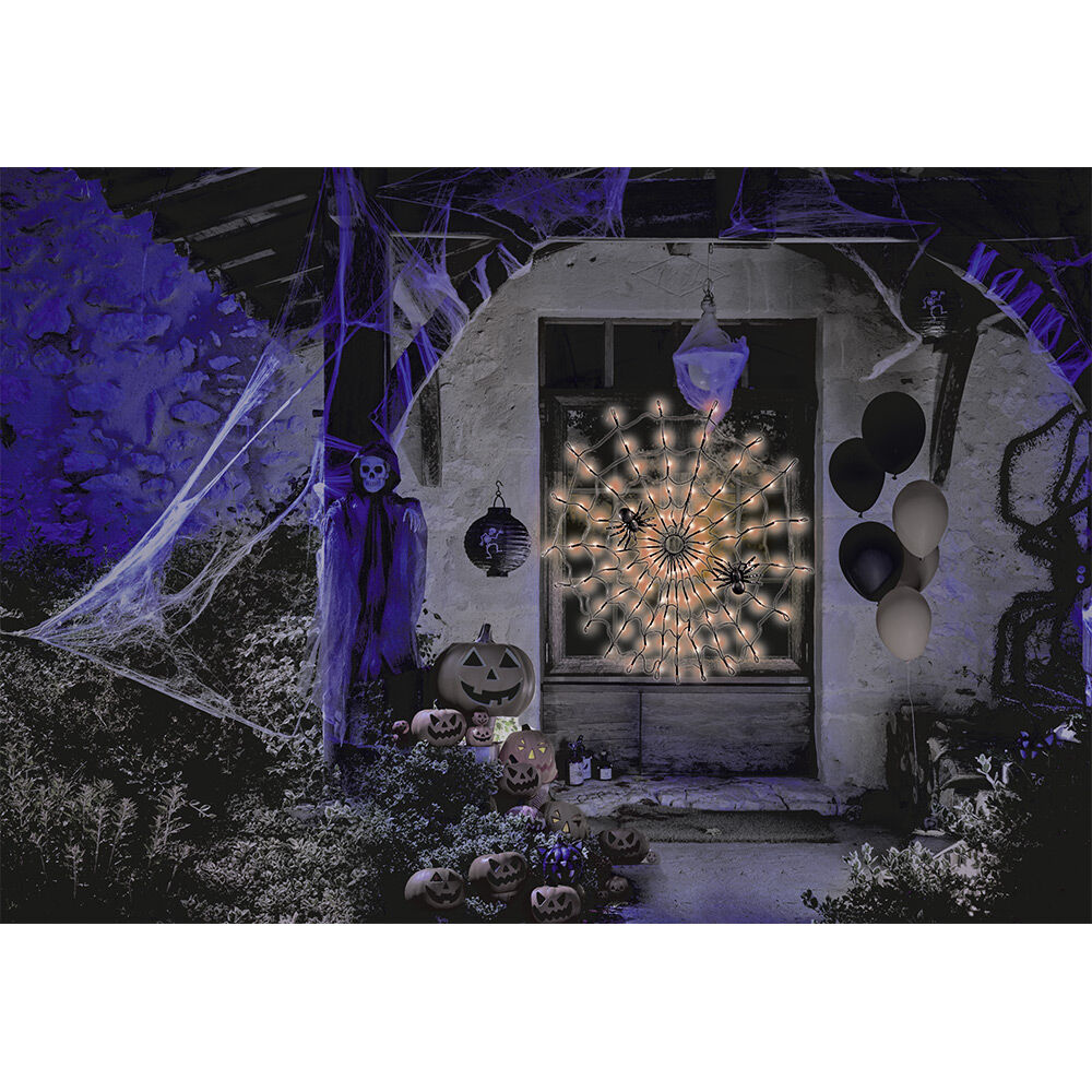 Toile d'araignée lumineuse 100 LED orange Ø78cm