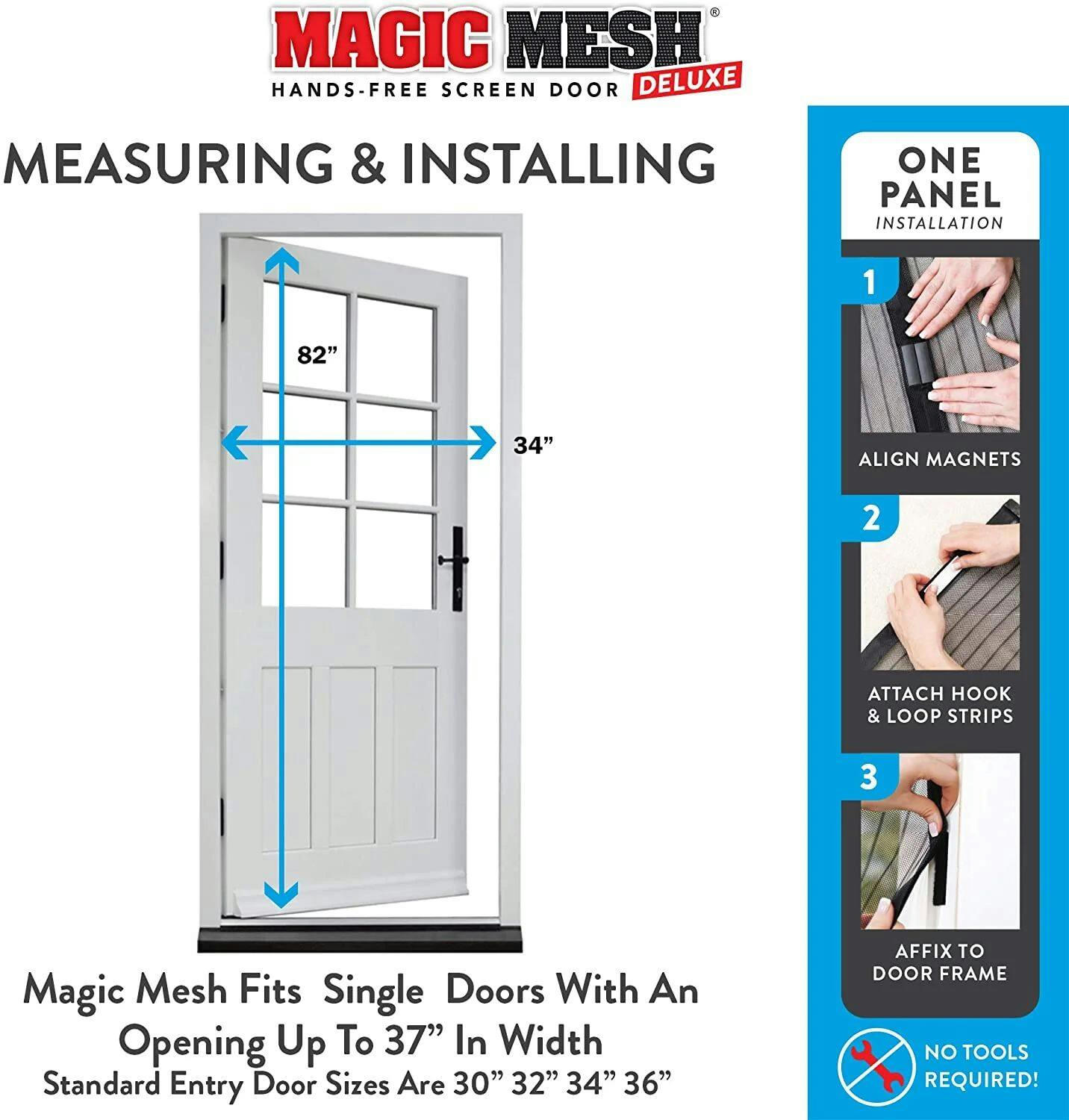 Magic Mesh Deluxe Hands-Free Magnetic Screen Door, Black