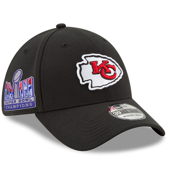 Kansas City Chiefs New Era Super Bowl LVIII Champions Side Patch 39THIRTY Flex Hat - Black