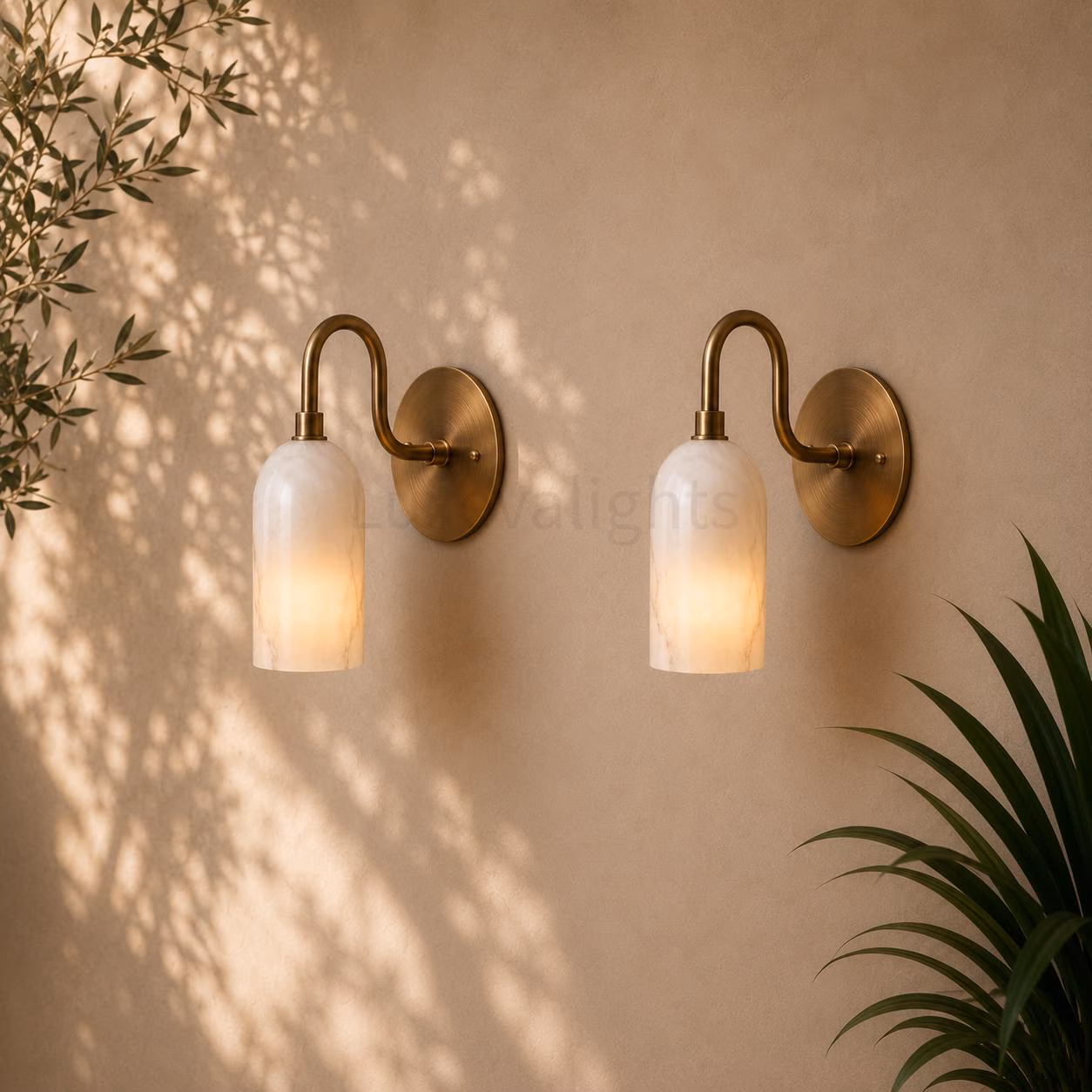 Modern Alabaster Wall Sconce Pair, Antique Brass Wall Light Fixture, 1950s Mid Century Bathroom Vanity Light, Handmade Brass Wall Lamp