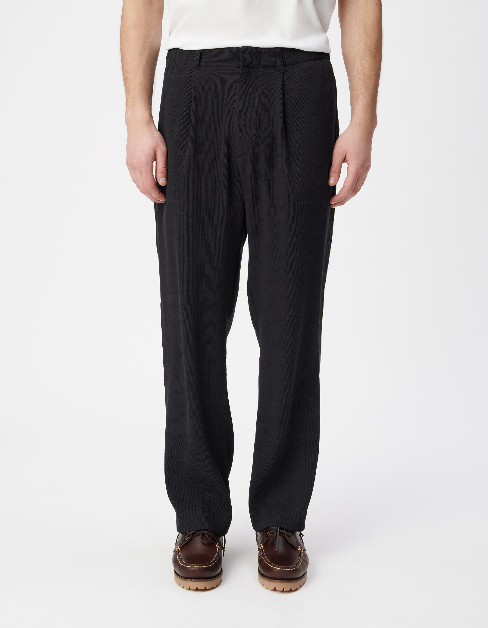 Pantalon noir tissu plissé Homme