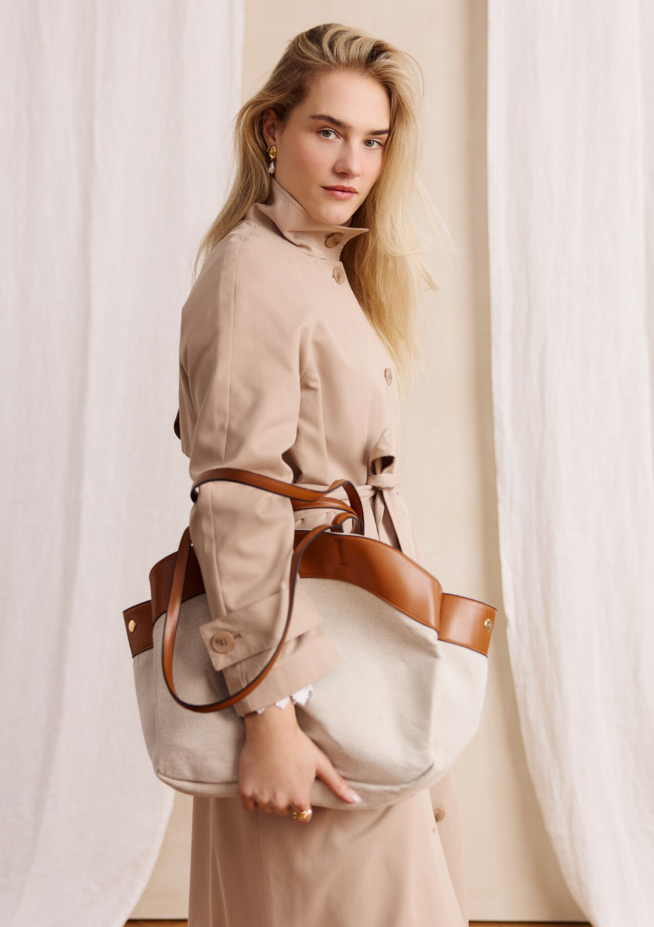 Grote twee-kleurige tas