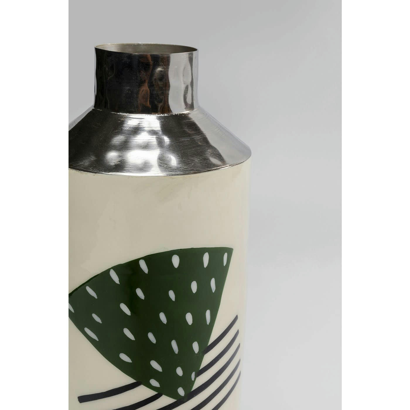 ABSTRACT COUNTERPART - Vase en acier blanc motifs géométriques abstraits H32