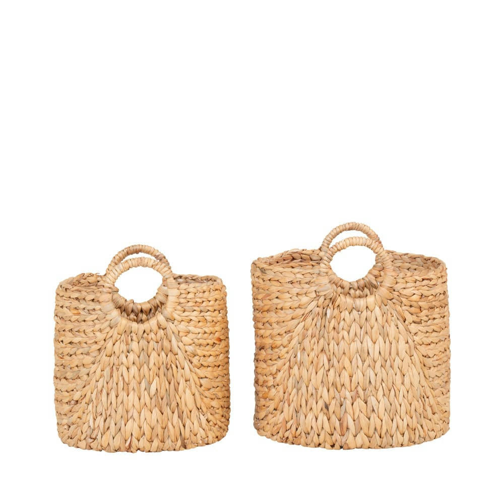 PASSO - Lot de 2 paniers en jacinthe d'eau naturel