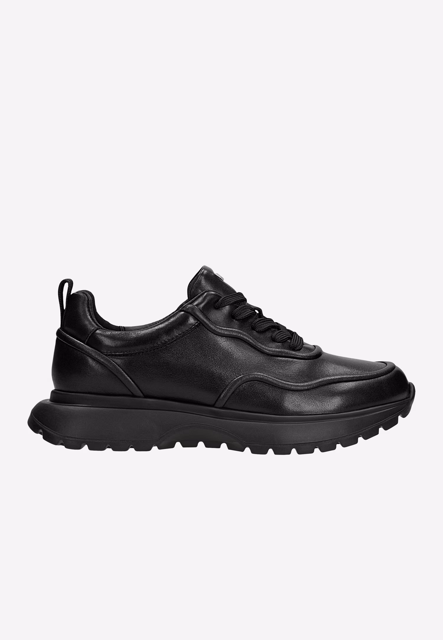 Czarne sneakersy damskie ze skóry licowej