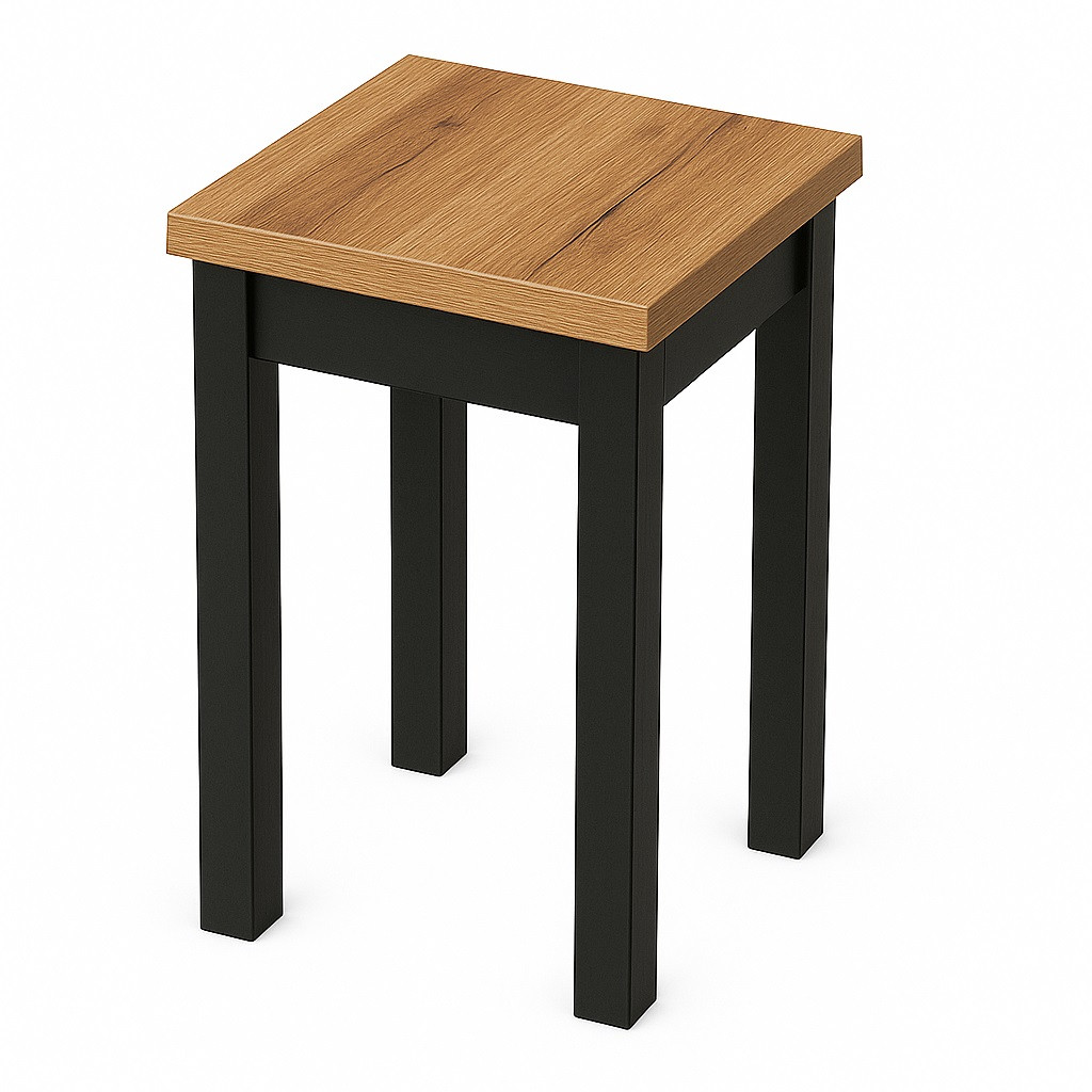 Taboret drewniany kwadratowy 30 cm Dąb Craft