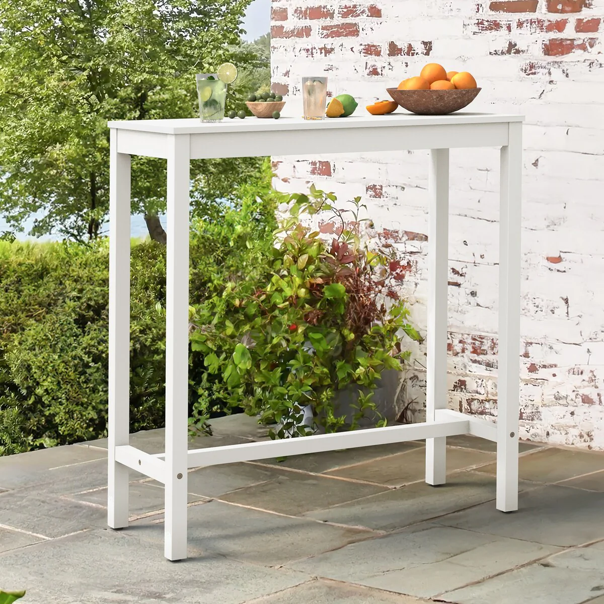 COZYMAN Casual 38 in. Outdoor & Indoor Rectangular Patio Bar Table Wood Dining Table