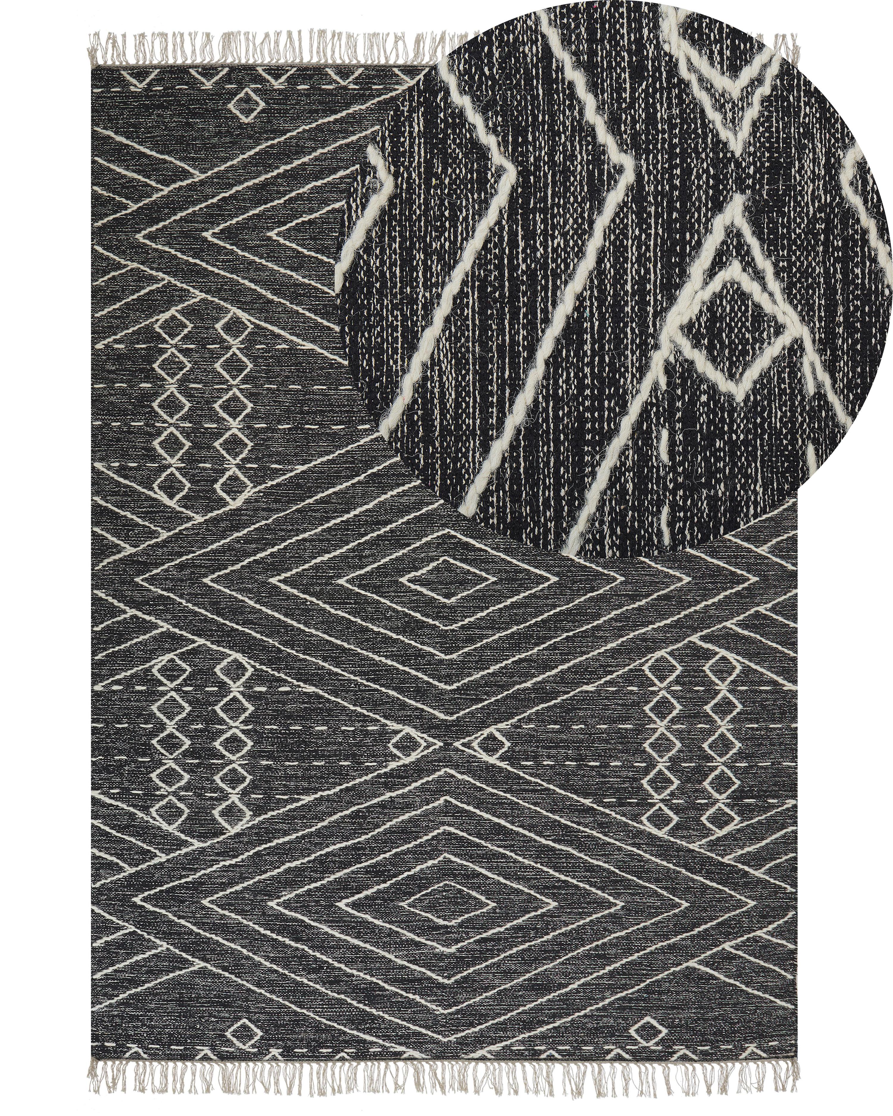 Rug KHENIFRA Black 140 x 200 cm Cotton