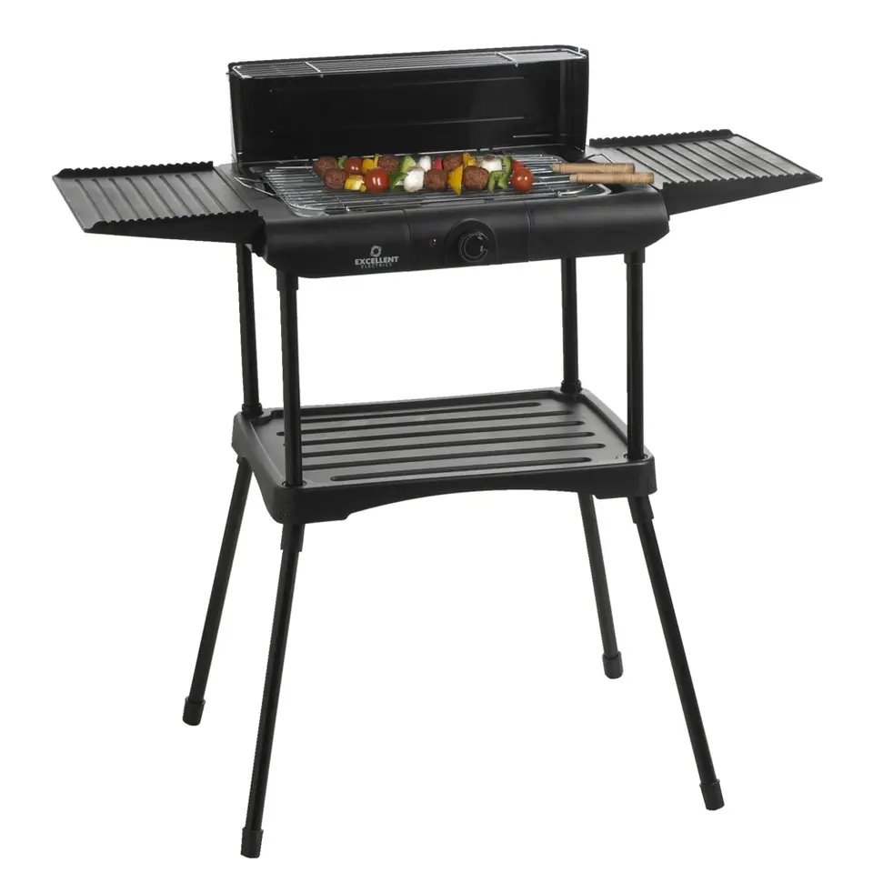 Elektrische barbecue op voet - zwart - 130x50x32 cm