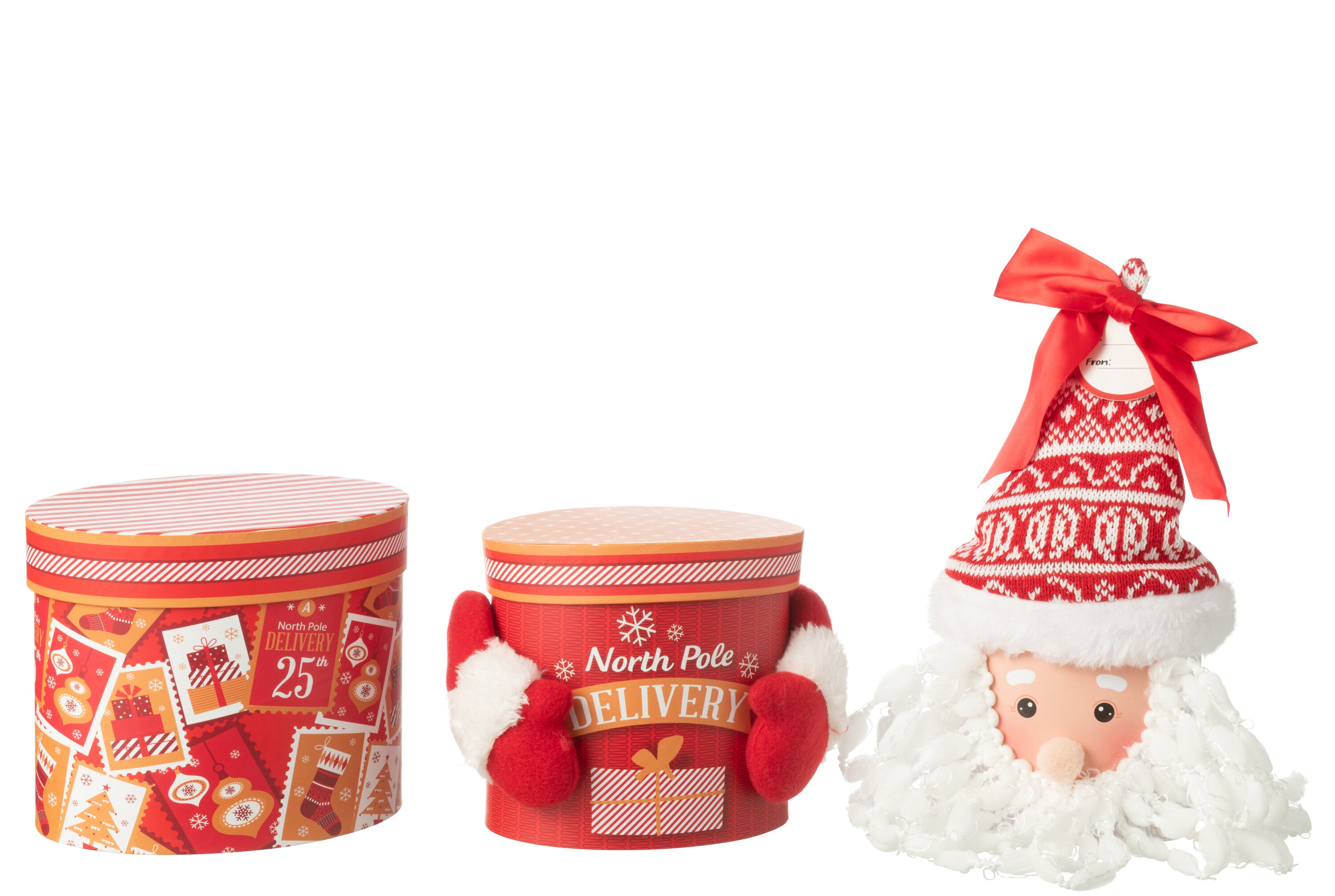 J-Line voorraadpot Kerstman - papier - rood - giftbox