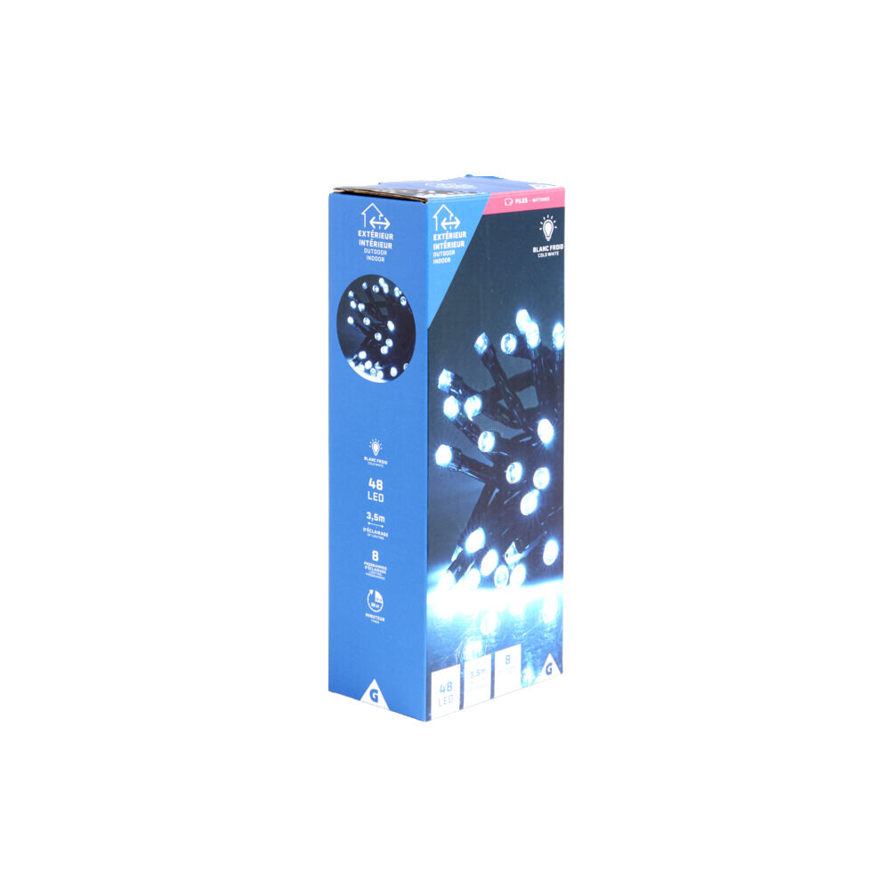 Guirlande lumineuse extérieur à piles 48LED blanc froid 3,5m