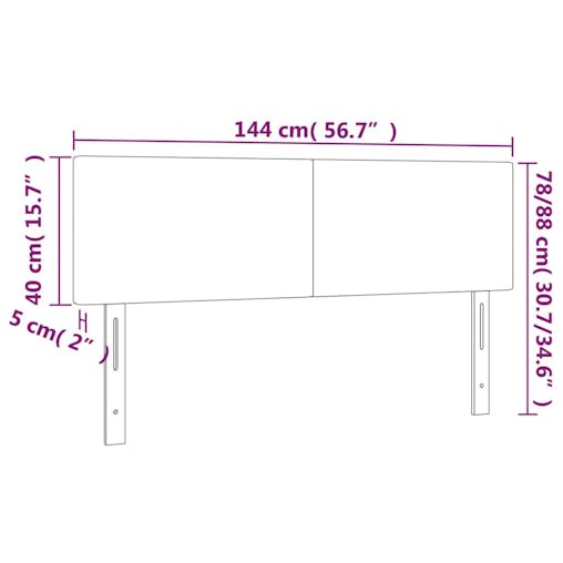 NNEVL LED Headboard Black 144x5x78/88 cm Faux Leather