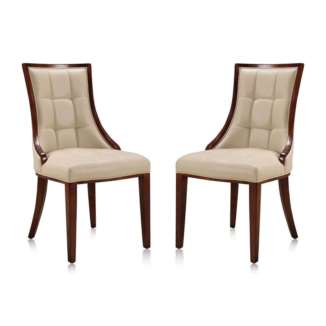Fifth Avenue Cream and Walnut Faux Leather Dining Chair (Set of Two)