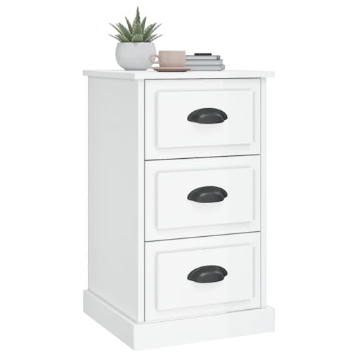 NNEVL Bedside Cabinet High Gloss White 39x39x67 cm Engineered Wood