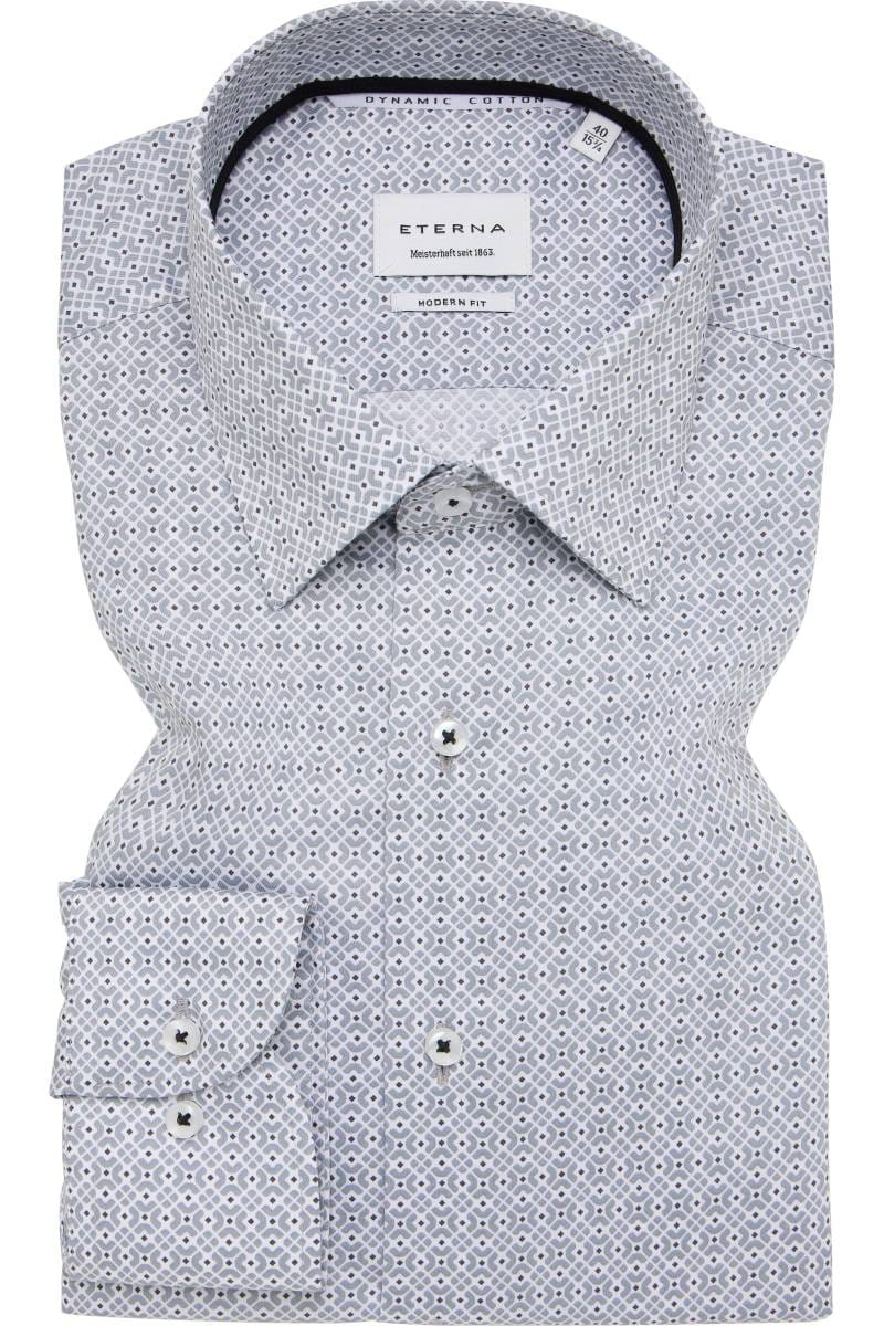 ETERNA Dynamic Cotton Modern Fit Hemd hellgrau, Bedruckt