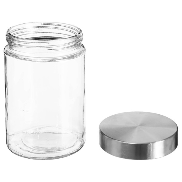 Pojemnik na żywność szklany z pokrywą ze stali nierdzewnej, 1200 ml