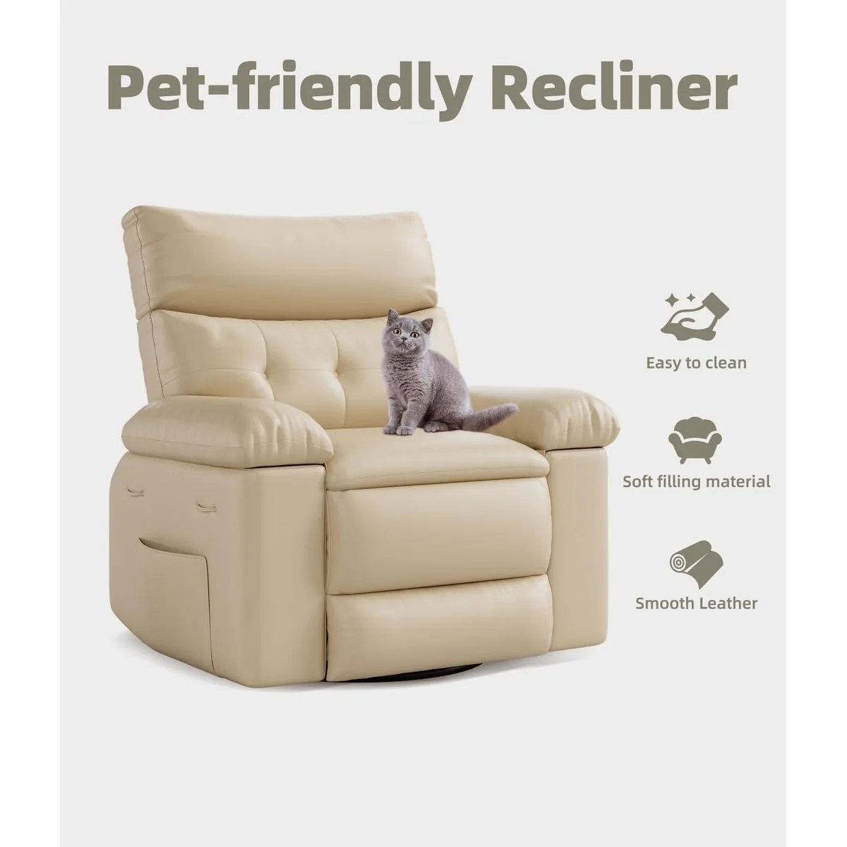 360° Swivel Oversized Recliner Chairs with Heat and Massage - Lazy Recliner Chair