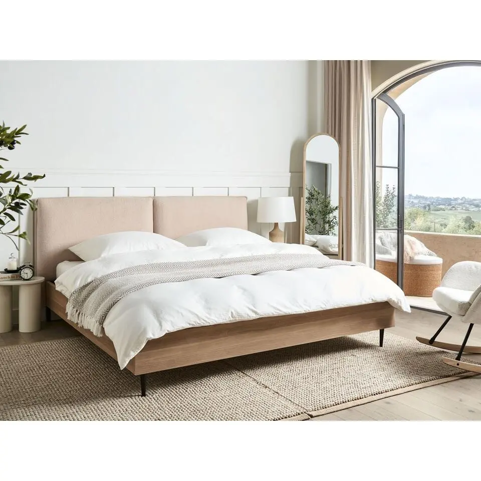 LIMANTON - Bed - Beige - 180 x 200 cm - Boucl&eacute;