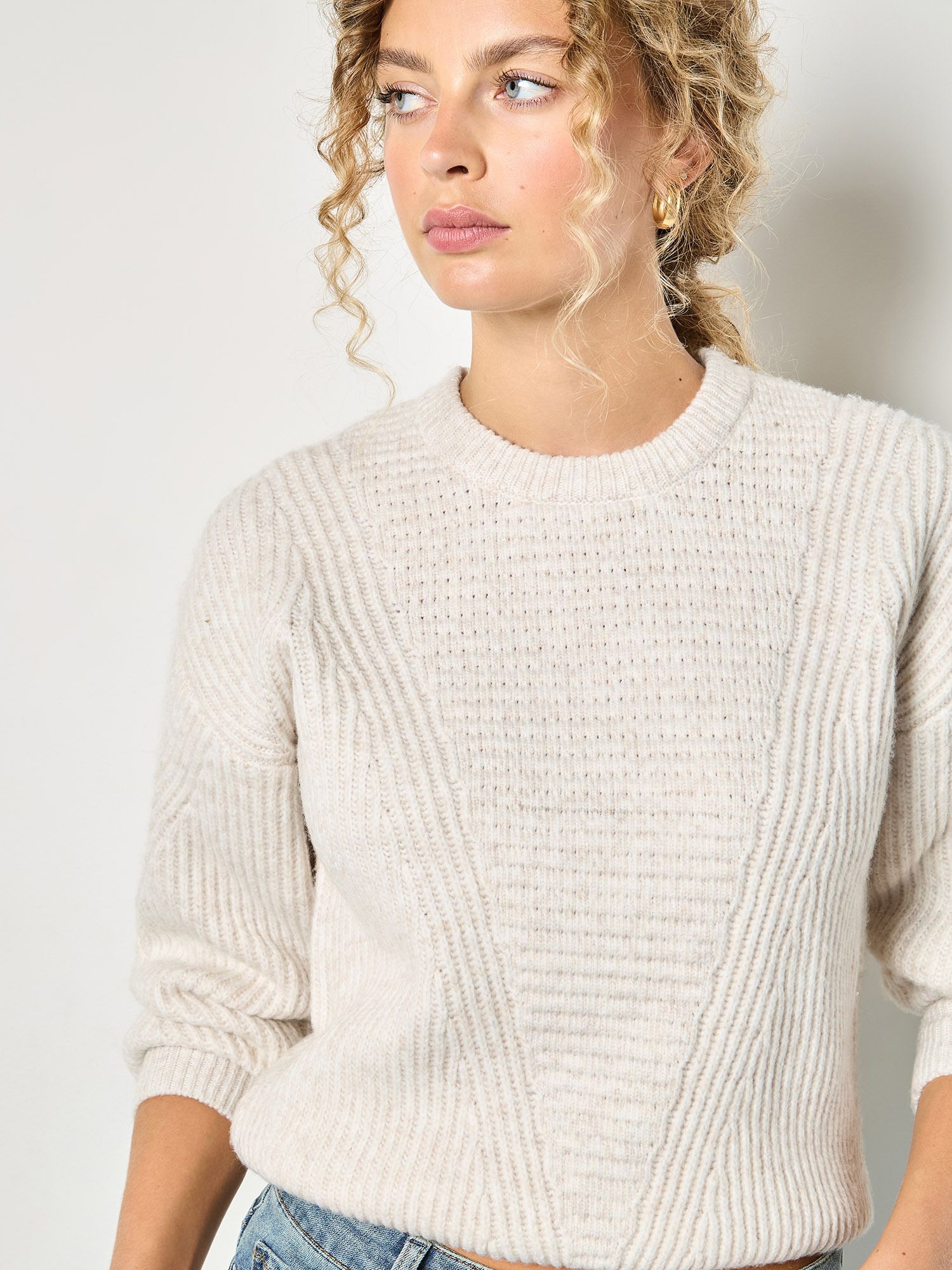 Apricot Waffle Rib Knit Soft Jumper