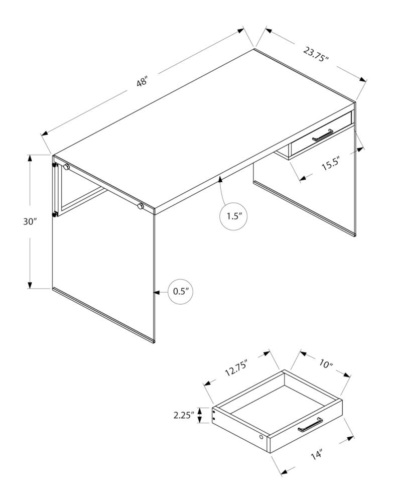 Monarch Specialties 1-Drawer Home Office Computer Desk With Glass Legs