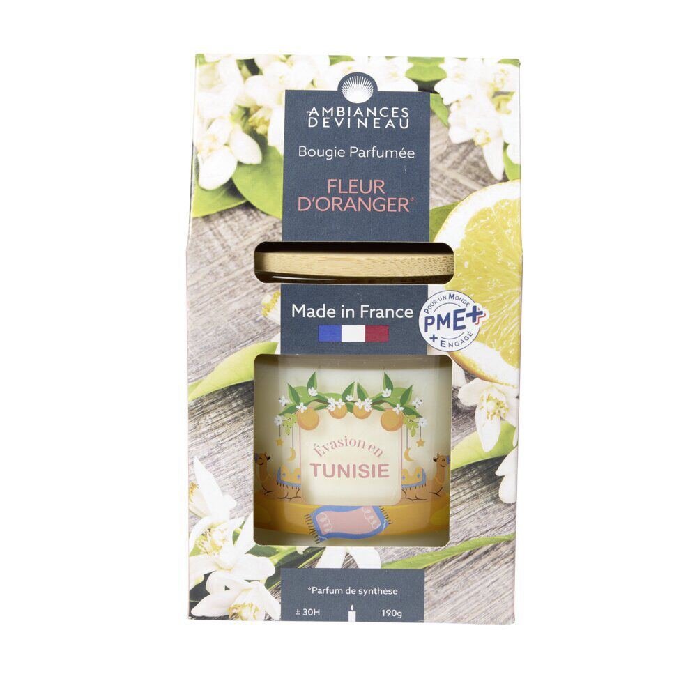 Bougie parfumée Ambiances Devineau 2 mèches Tunisie senteur fleur d'oranger 30H