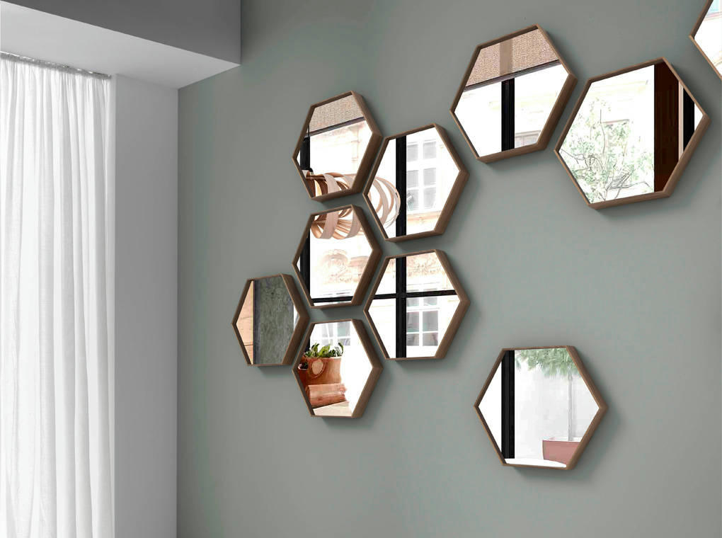 - Miroir avec cadre effet bois noyer