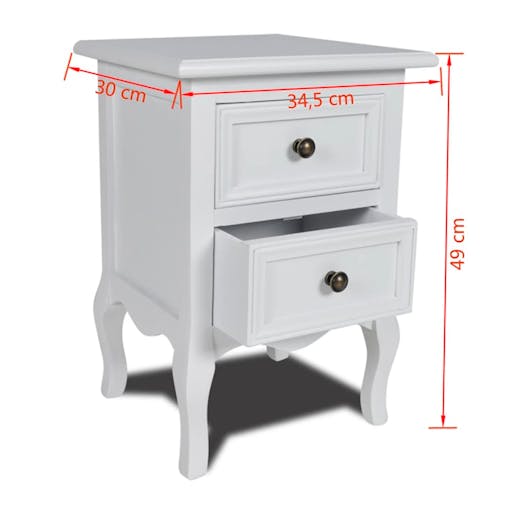 NNEVL Nightstand with 2 Drawers MDF White