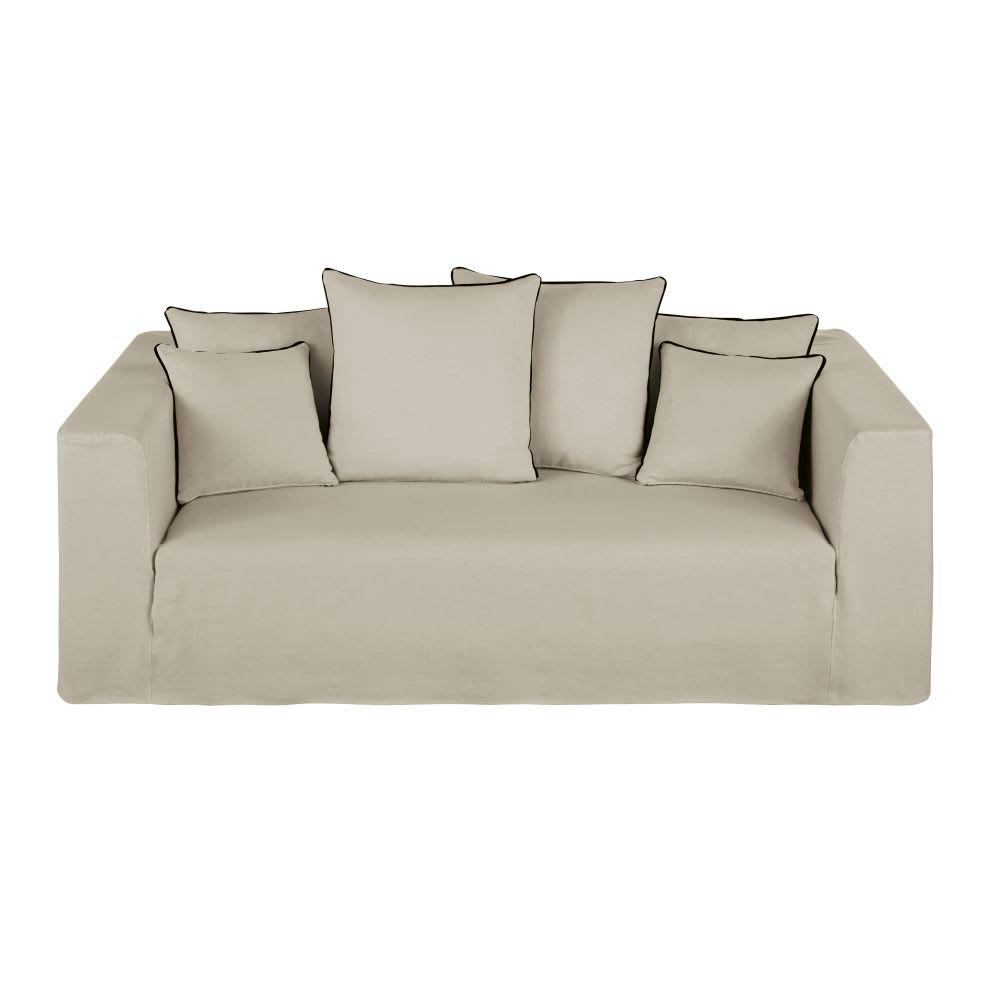 Gipsy - Canapé 3/4 places en lin supérieur beige