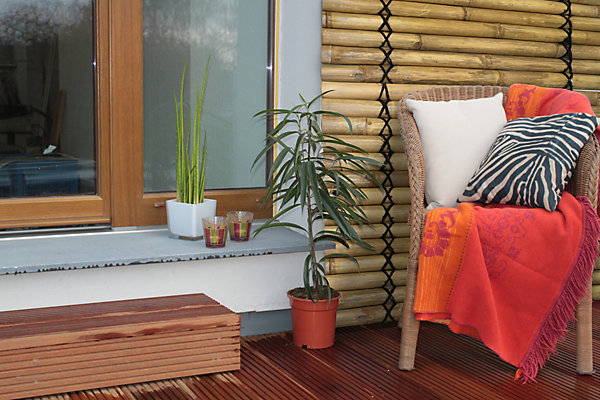 Panneau droit décoratif en demi-bambou naturel L. 100 x H.120 cm