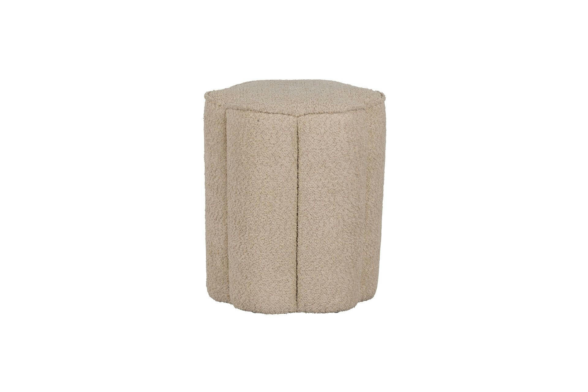 OLLIE - Pouf bouclé en polyester sable