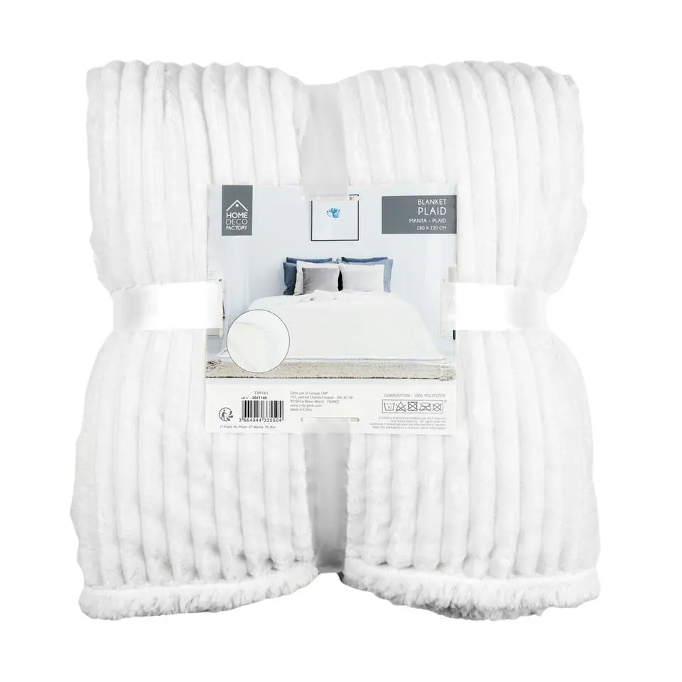 Home Deco factory Fleece deken - wit - 180 x 220 cm cm