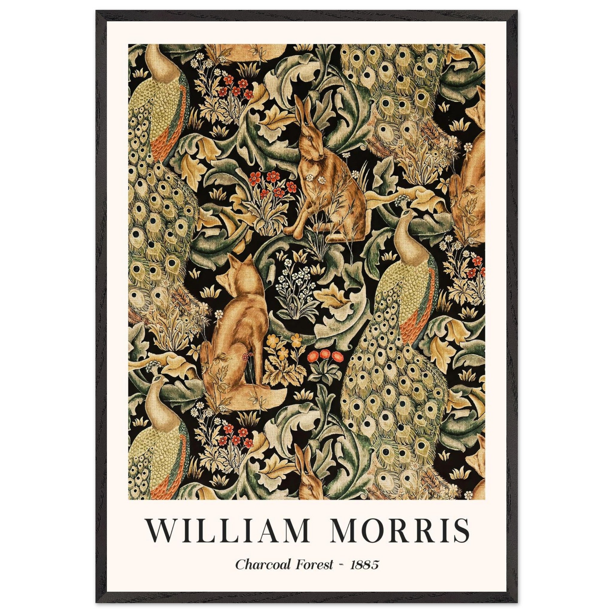 Artfulprints Poster met Lijst William Morris - Charcoal forrest  - 70x100 cm - Donkergroen