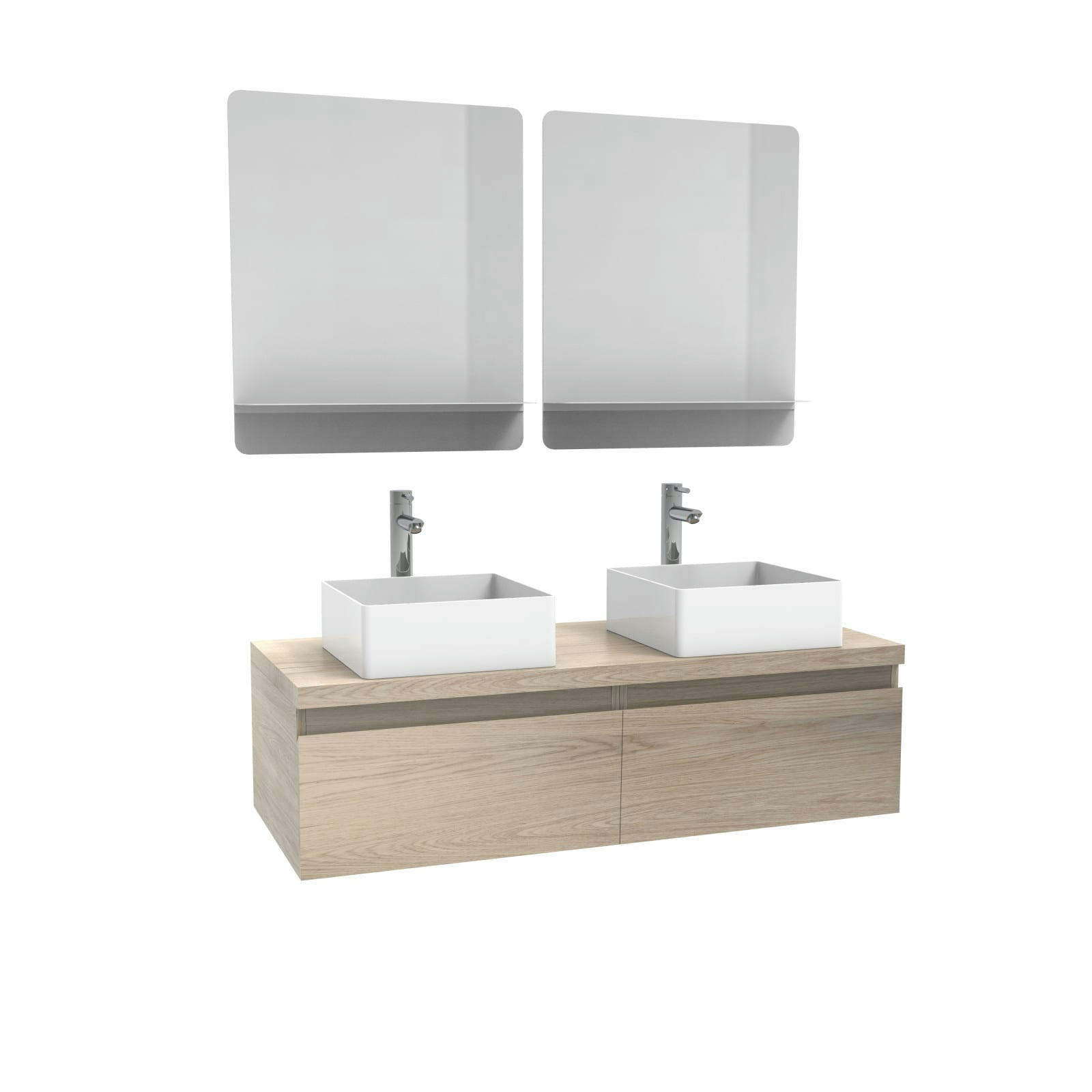 WILL - Meuble de salle de bain avec 2 vasques et 2 miroirs WILL
