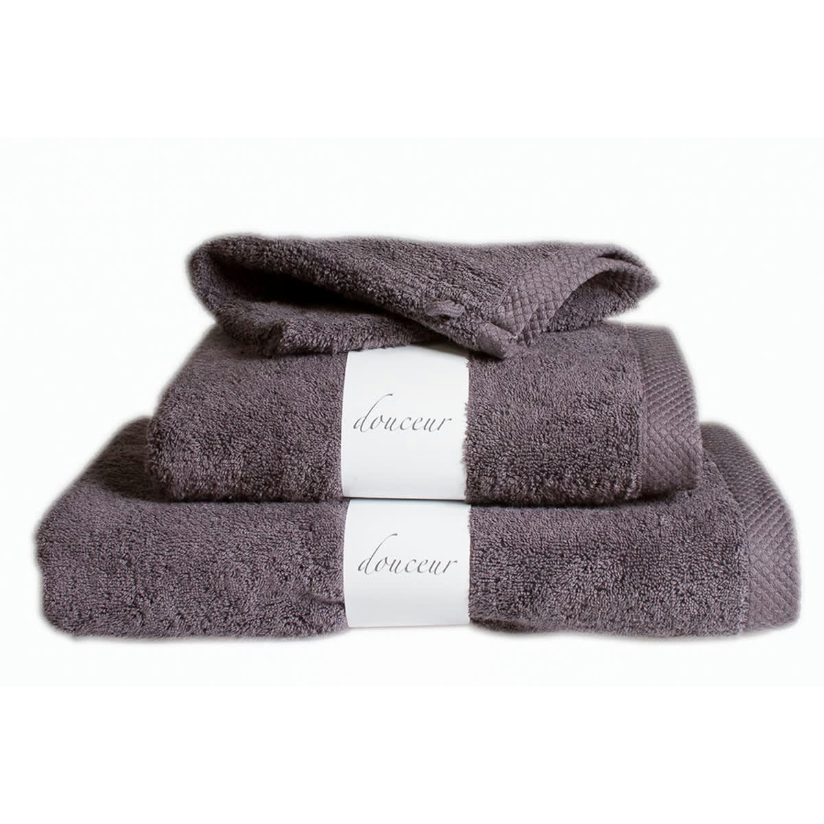 3 GANTS ESSENTIELLE - Lot de 3 gants de toilette eponge en coton gris foncé