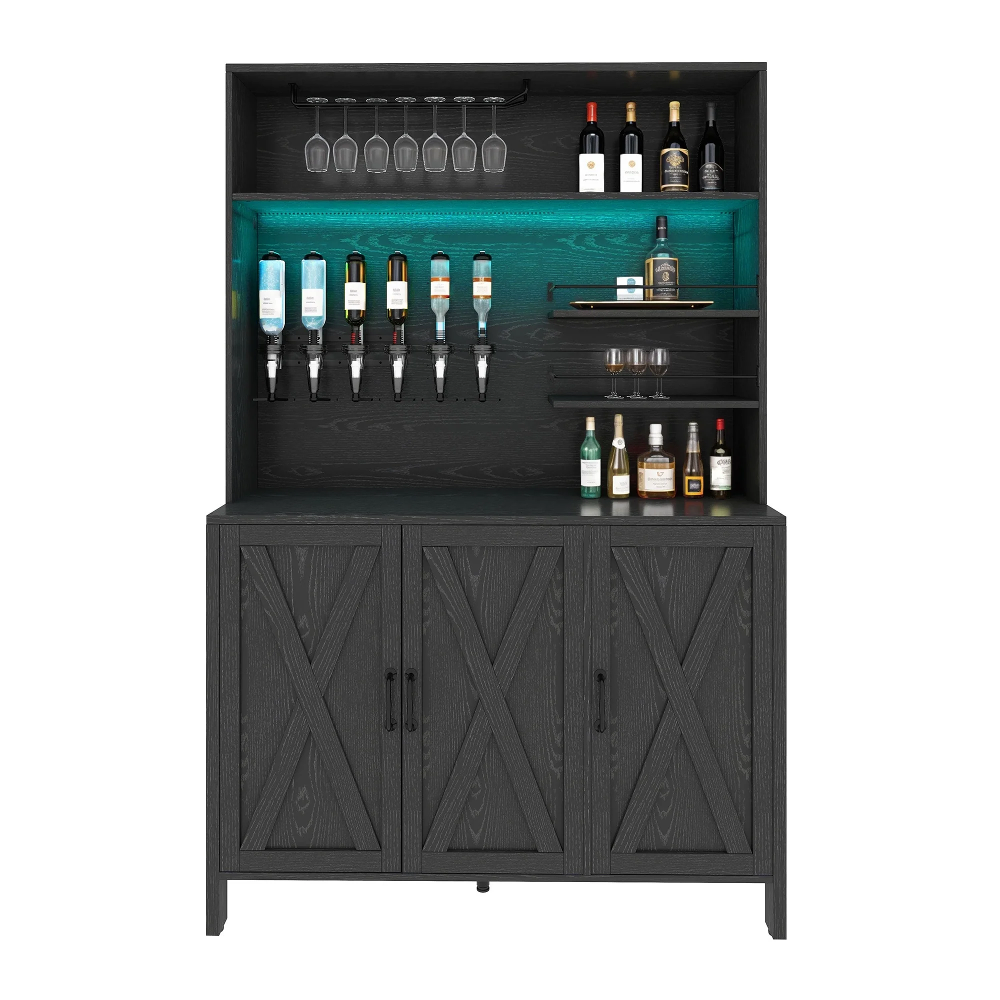 Moasis Farmhouse Bar Cabinet Kitchen Pantry Cabinet Cupboard with Drawer & Shelves