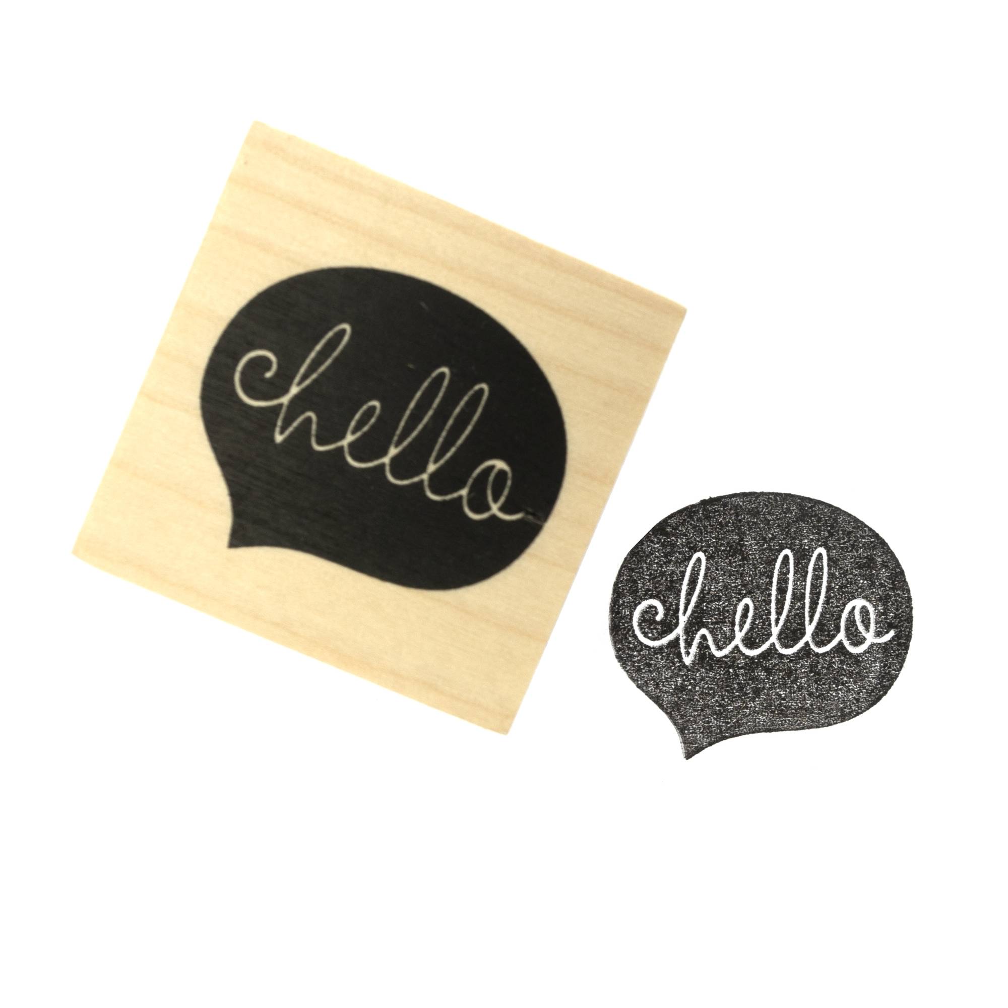 Hello Speech Bubble Wooden Stamp 3.8cm x 3.8cm
