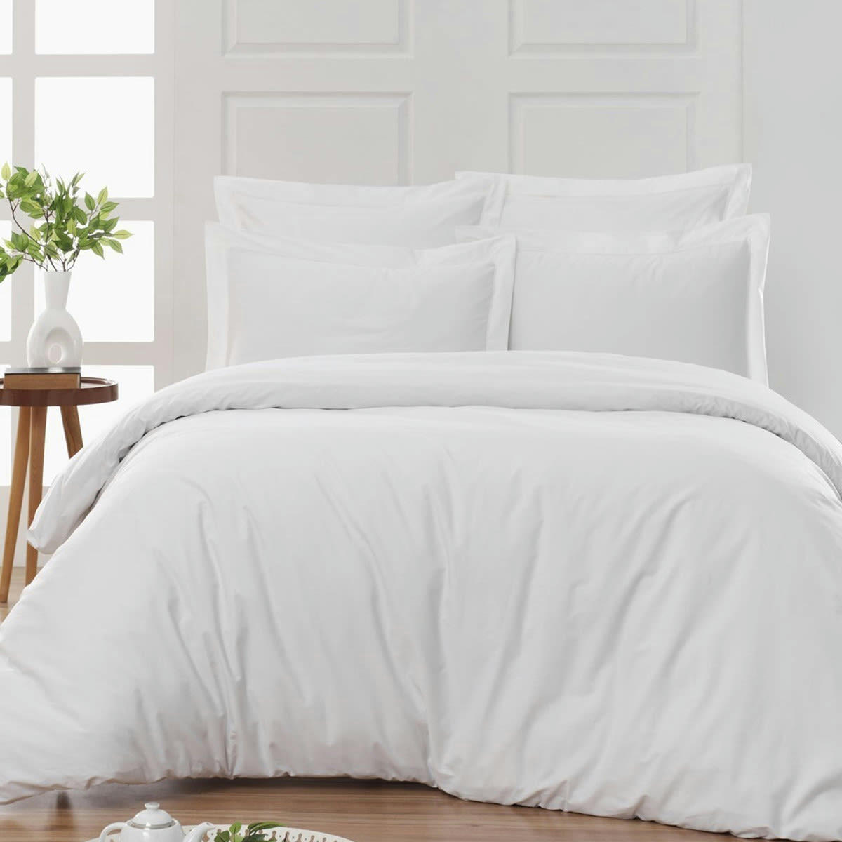 SOFT PERCALE - Drap housse en percale bonnet 40cm Blanc 160x200 cm