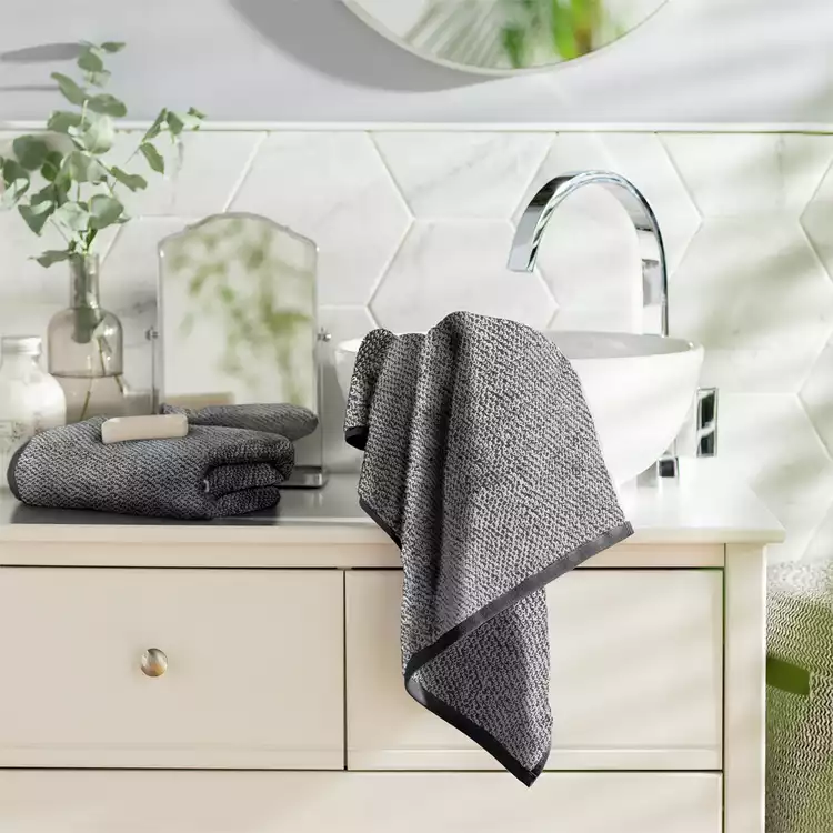 Habitat Marl Hand Towel - Black