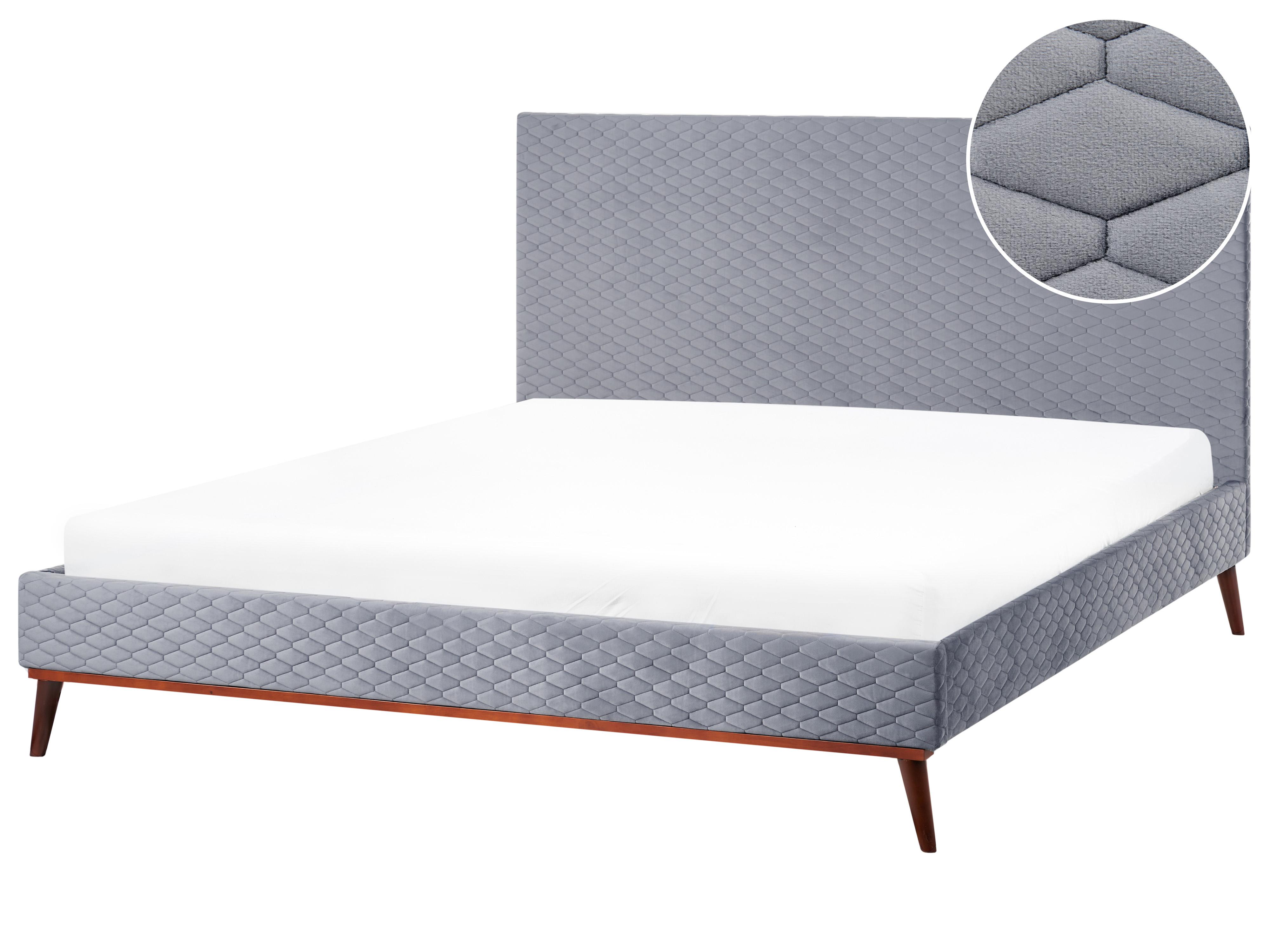 Bed Velvet BAYONNE 140 x 200 cm (EU Double) Light Grey