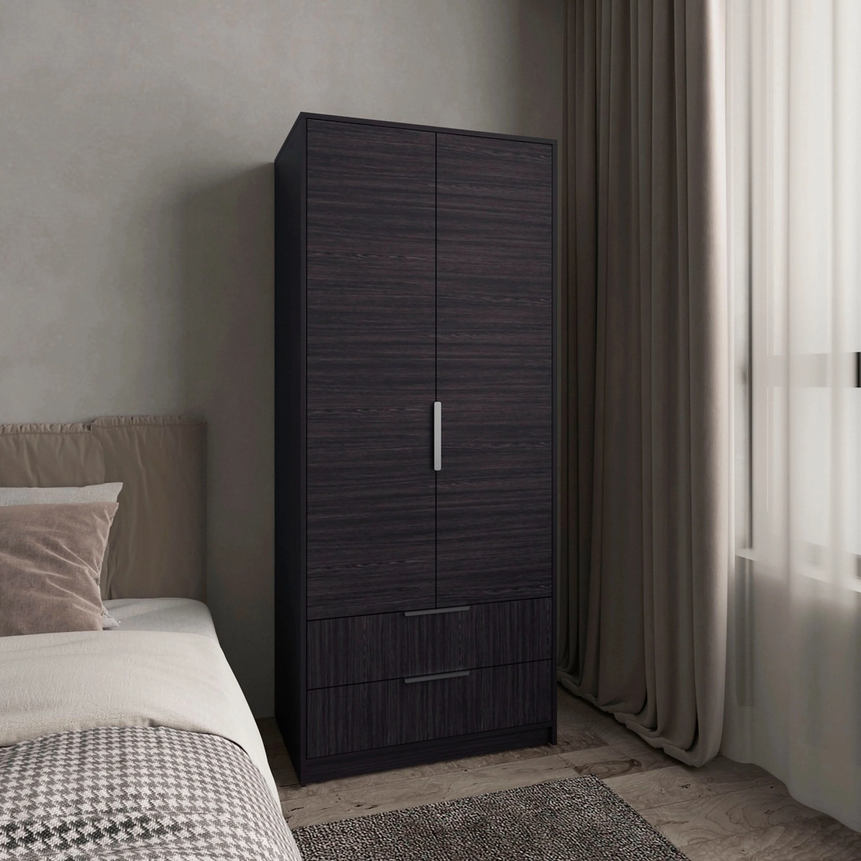 Den Armoire Two Drawers, Black - N/A