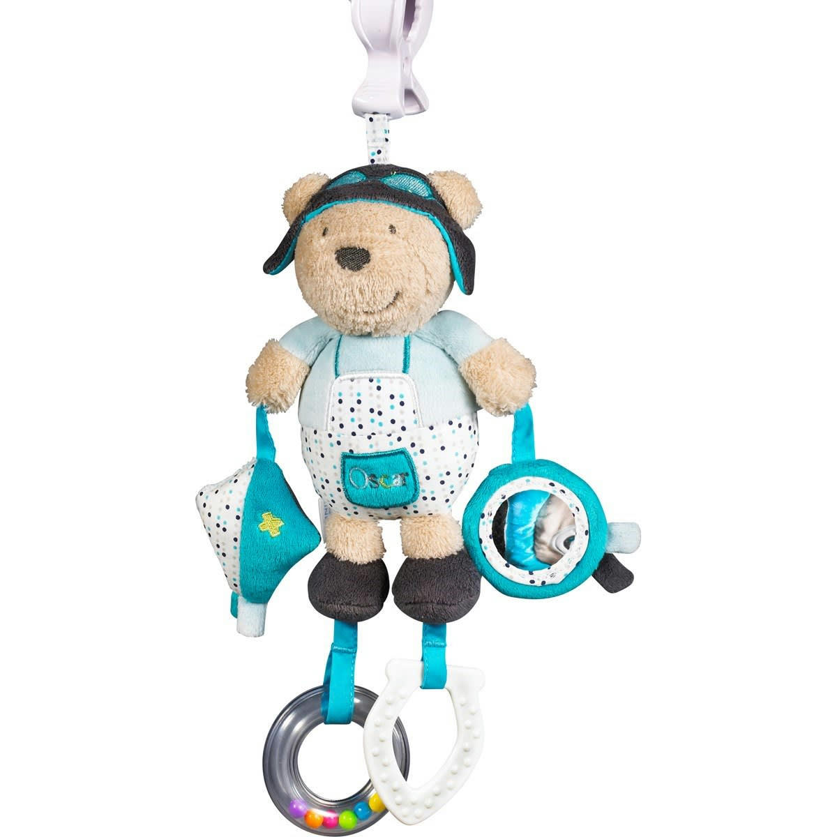 LAZARE - Jouet D'Activites avec pince en velours Bleu