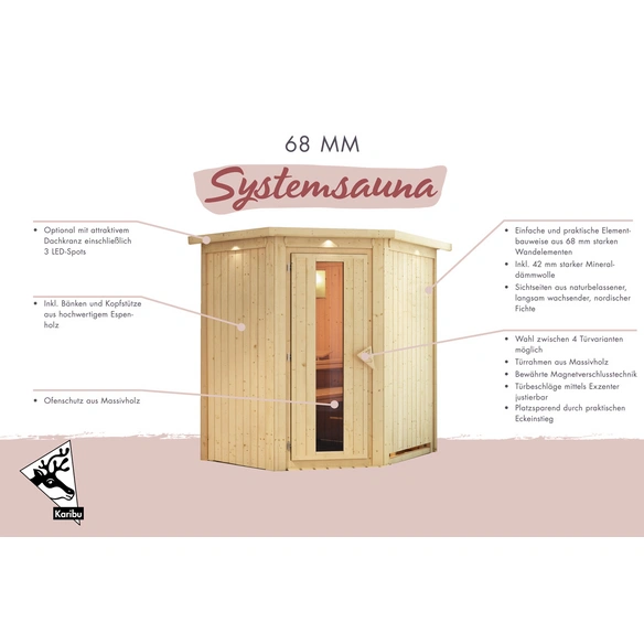 Sauna »Narva«, inkl. 9 kW Saunaofen mit externer Steuerung, für 3 Personen