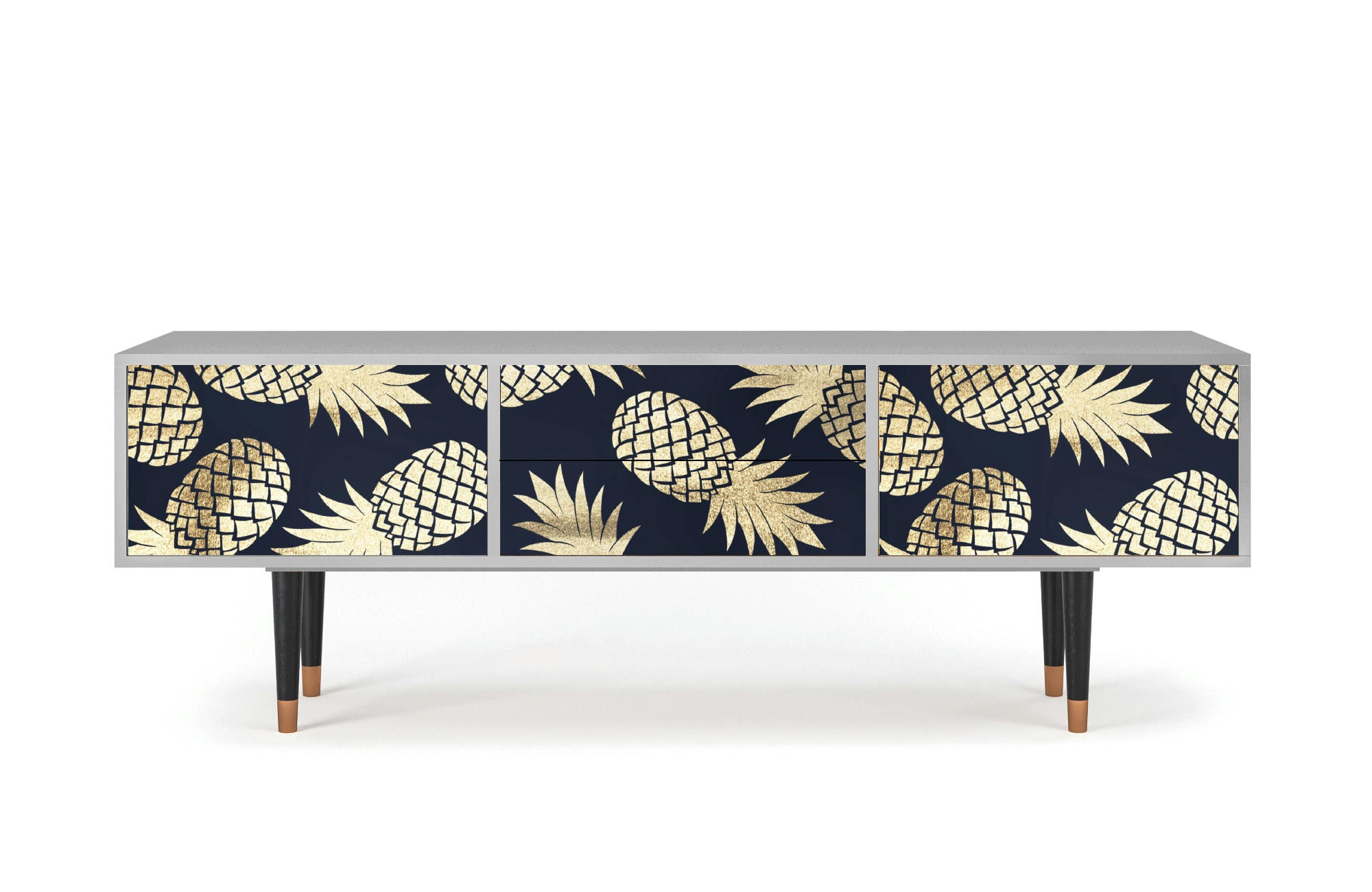 SUNNY PINEAPLE - Meuble TV  bleu et jaune 2 tiroirs et 2 portes L 170 cm