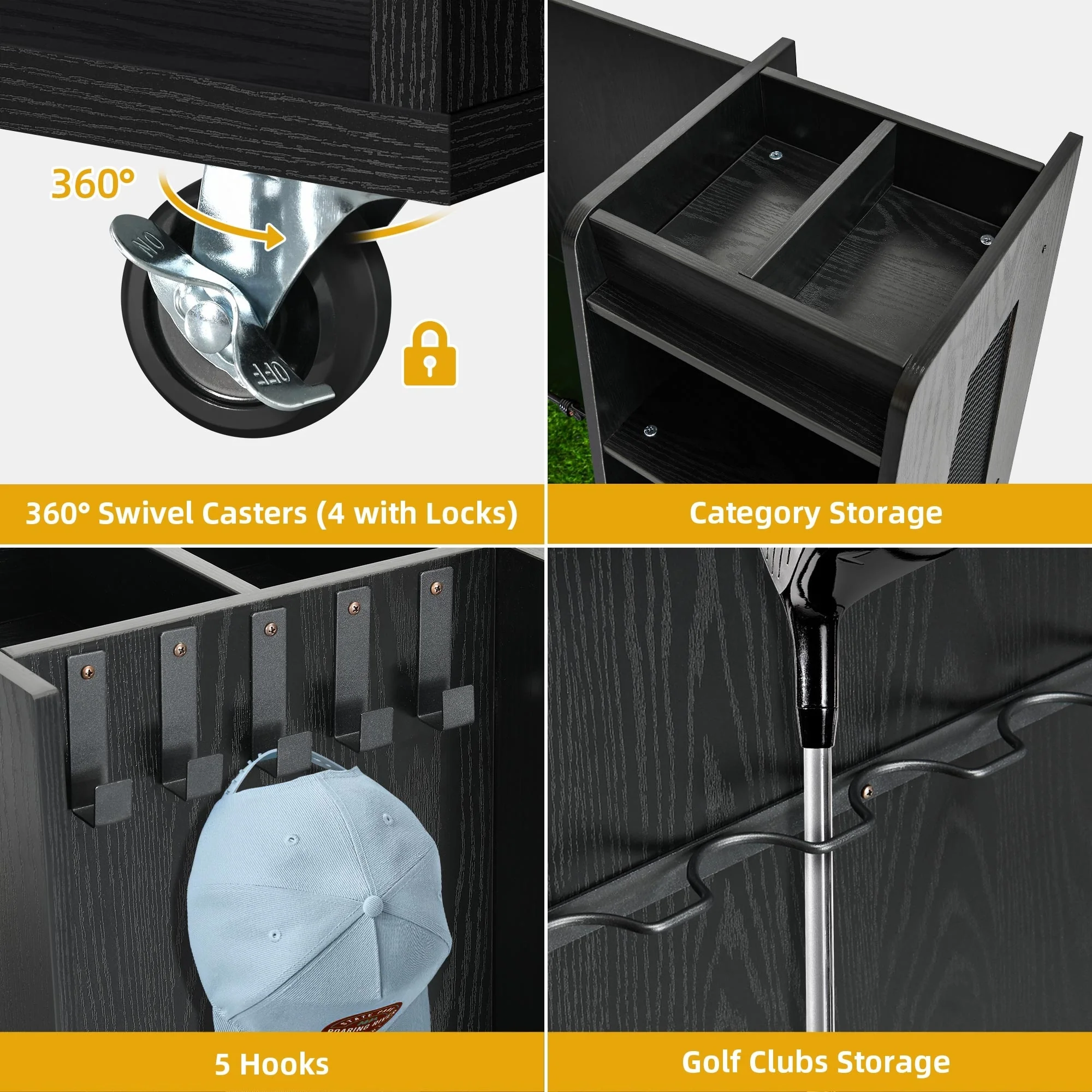 Moasis 47.2 Wide Golf Storage Garage Organizer Sport Balls Storage Rack with Wheels