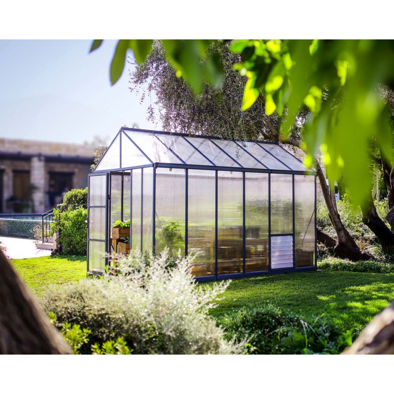 Serre en polycarbonate Glory grise 8,6 m² CANOPIA