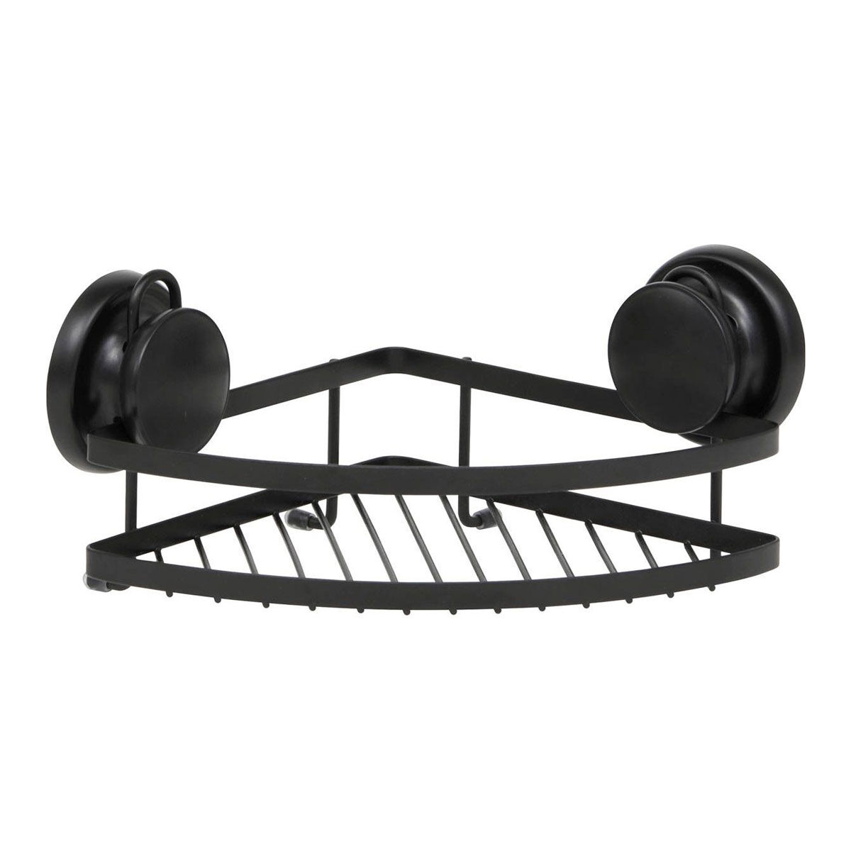 Suporte preto de canto em metal com ventosas